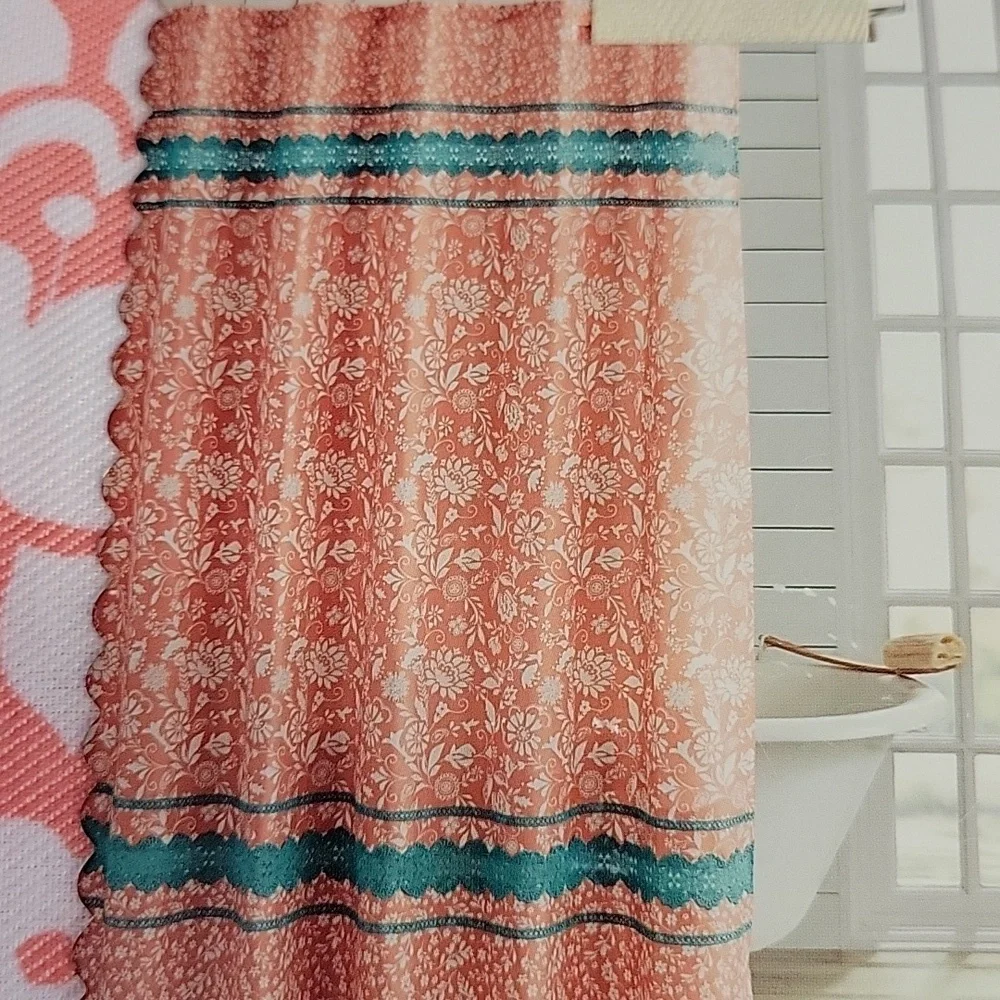 The Pioneer Woman Coral Teal Shower Curtain 72